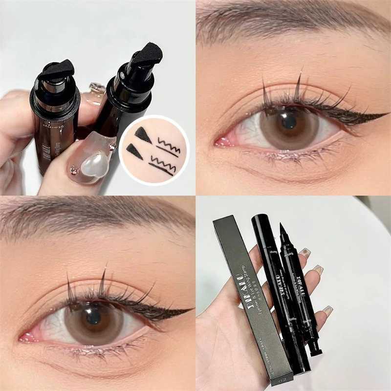 Black Double-ended Quick-drying Triangle Star Seal Eyeliner Pen Waterproof Lasting Non-smudge Liquid Eye Liner Pencil Cosmetic Y240813