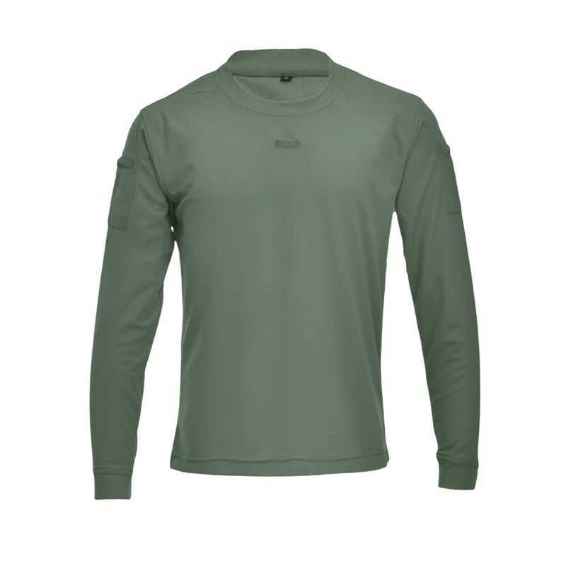 Casual Mens Long Sleeve Combat Tops Round Neck Solid Color Slim Fit Tactical T-Shirts Outdoor Athletic Tops Streetwear OutfitsM240814