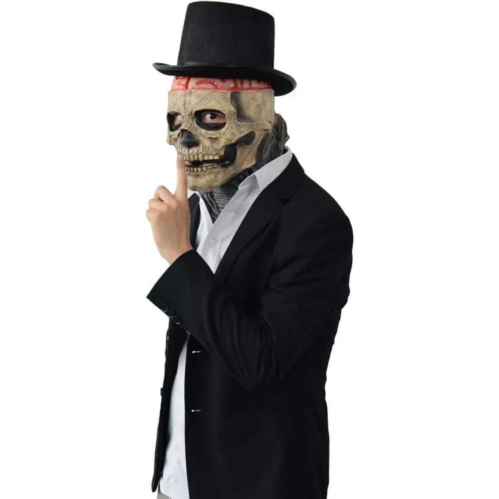 Creepy Halloween Full Head Skull Mask Adult Entire Head Realistic Latex Helmet Scary Skeleton Ghost Mask for Cosplay and Party Y240813