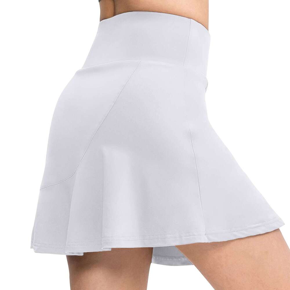 Color Solid Yoga Pants Running Fiess Tennis Pocket Skirt Sports Short Skirt, Women'S Summer Vacation ,