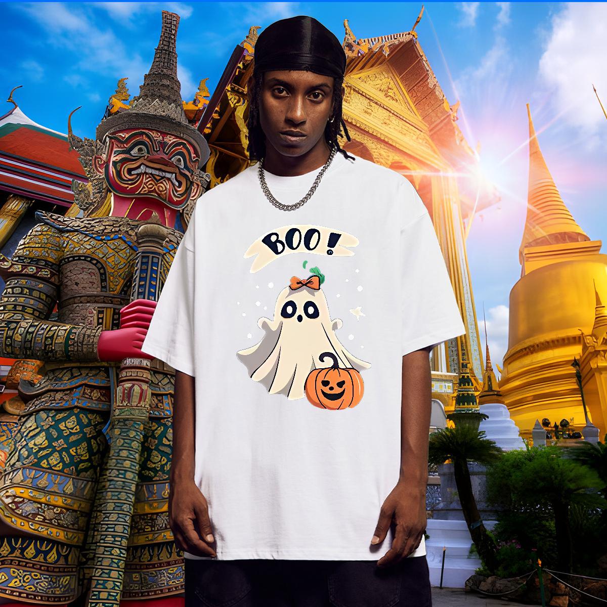 Classic T Shirts Men pumpkin Breathable Short Sleeve Street Wear Plus Size Cartoon 230g Cotton Couples T Shirts DIY Customized Tee Shirt