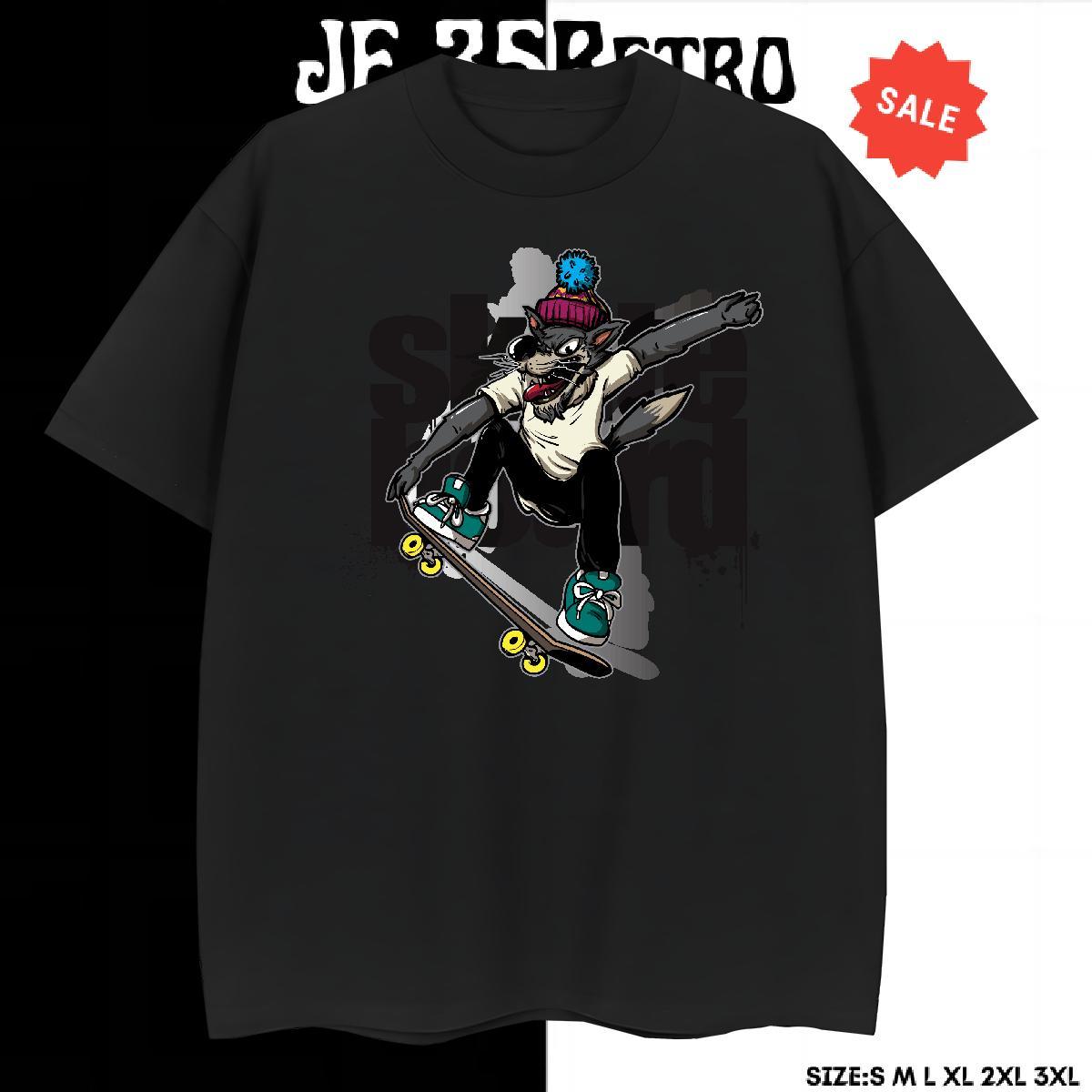 Popular T-Shirts wolf Pure Cotton High Street Hip Hop Cartoon Print 100% Cotton 230g Mens Tshirts Brand Tees Shirts