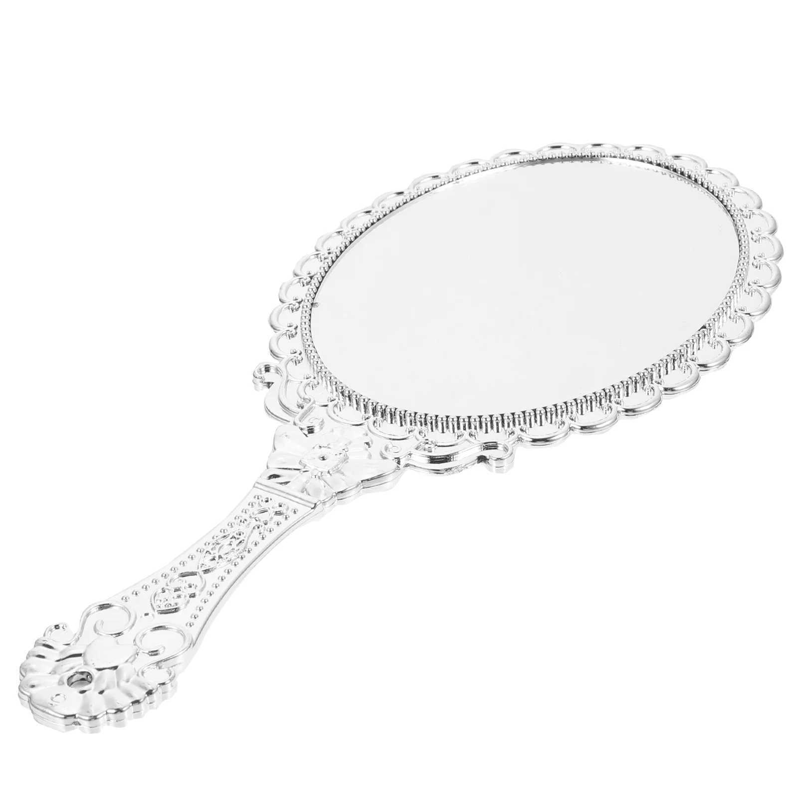 Retro Handle Mirror Portable Travel Makeup Mirror Dressing Table Mini Handheld Compact W240813