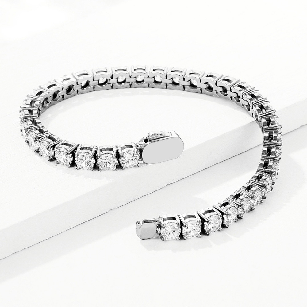 Hip Hop Stainless Steel Tennis Chain Necklace Bracelets 18K Real Gold Plated 5mm Zircon Jewelry