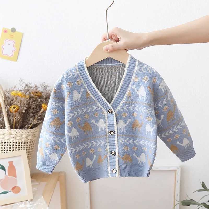 0-5 year old childrens boy Dinosolar sweater long sleeved cartoon knitted cardigan childrens knitted skydiving autumn and winter clothing W240813