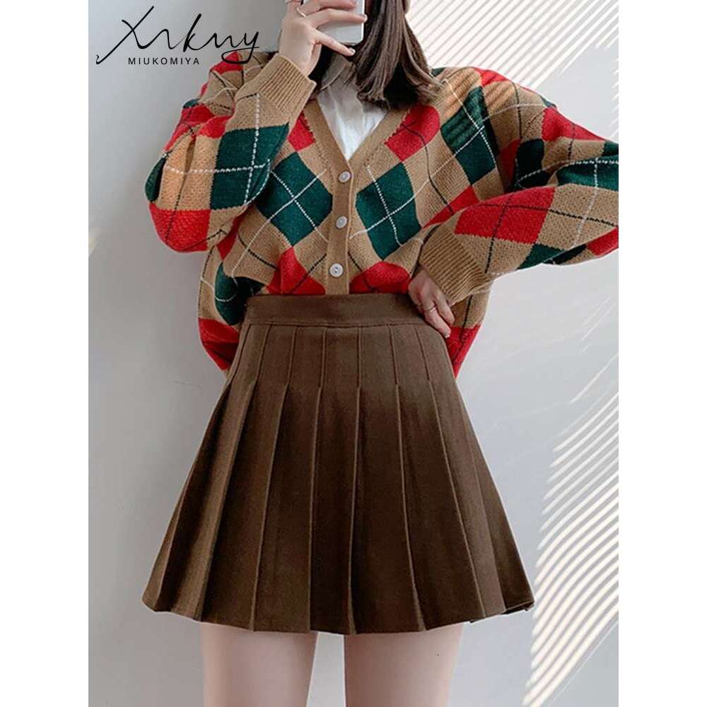 Autumn Wool Skirt For High Waist Mini Woolen Winter School Short Tennis Pleated Skirts With Shorts Women en s s