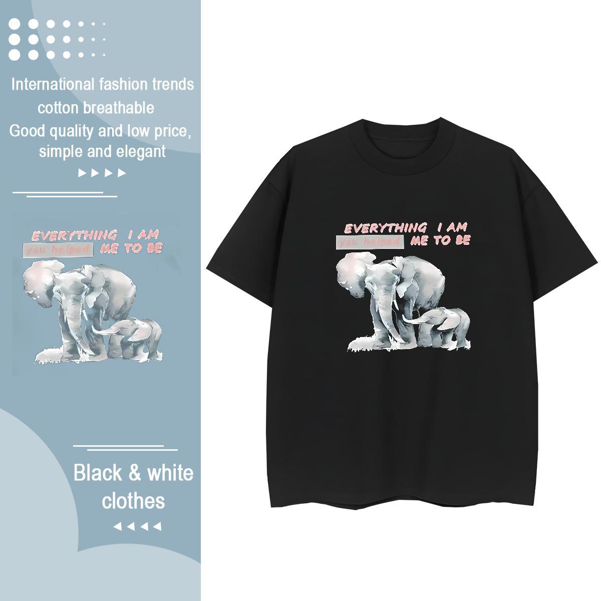 Brand T shirt Elephant Breathable Soft Casual Beach Graphic 230g 100% Cotton Couples T Shirts Stylist Tees