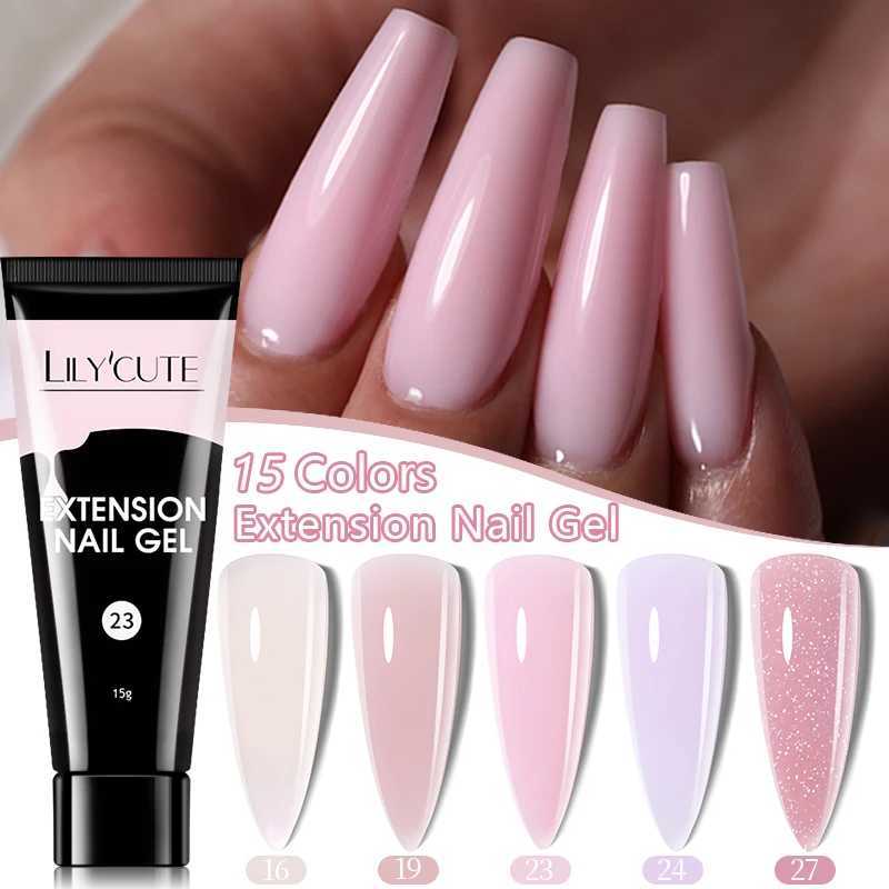 LILYCUTE 15ML Quick Extension Gel For Nails Nude Pink Semi Permanent UV Gel Nail Polish Nail Art Acrylic Crystal Prolong GelM240814