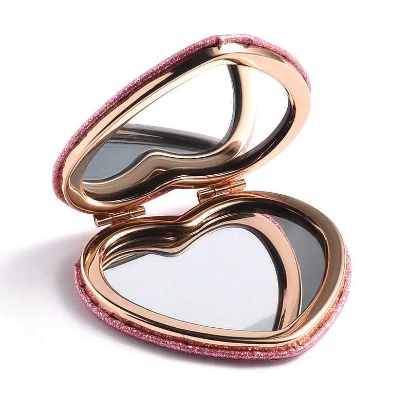 Heart shaped makeup mirror cute little mirror for girls portable student folding mirror beauty tool handheld W240813