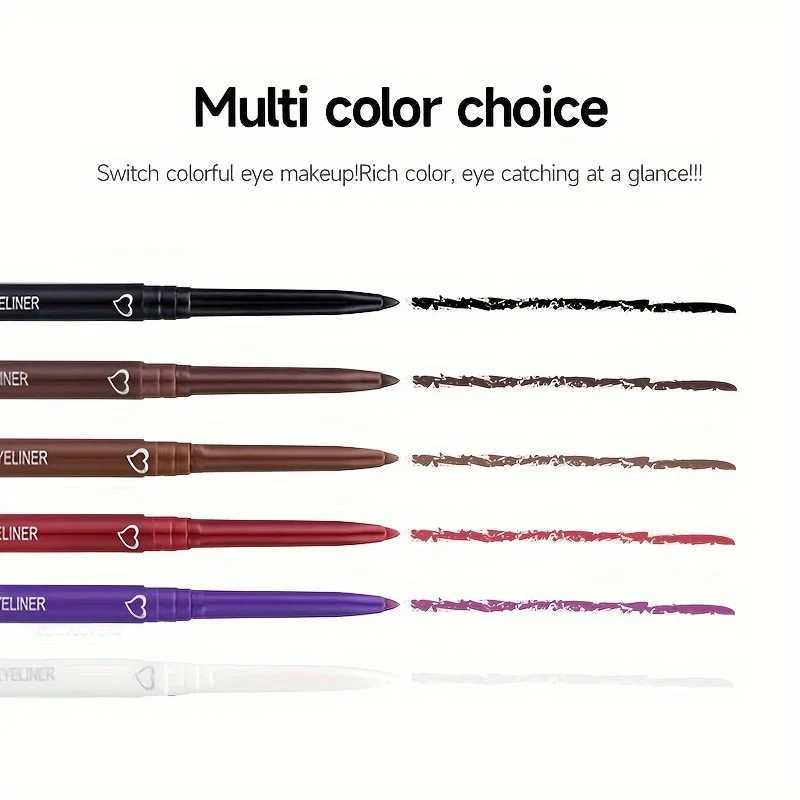 6 Colors Eyeliner Pencil Waterproof Long-lasting Blue Black Brown Purple White Easy To Wear Quick Dry Eye Smooth Women Makeup Y240813