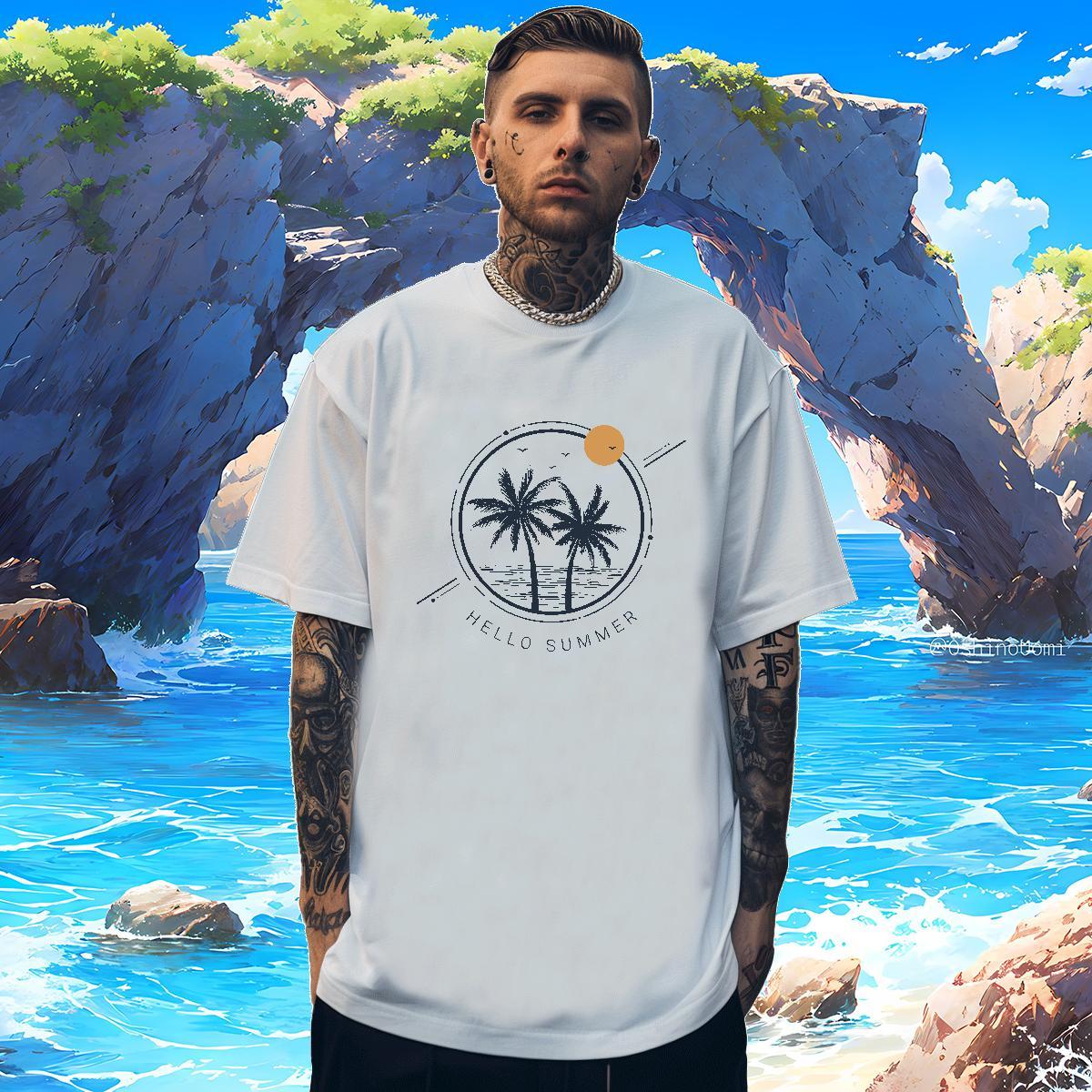 Men T Shirts 230g 100% Cotton sea Daily Outfit Breathable DIY Men Tshirts Designer Fashion Classic Tees