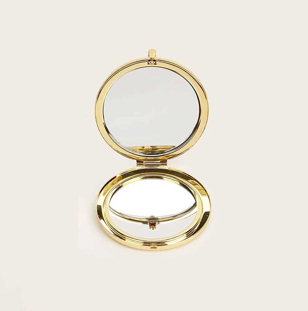 Circular double-sided metal pocket mirror makeup folding mirror handheld makeup mini mirror makeup gift wallet W240813