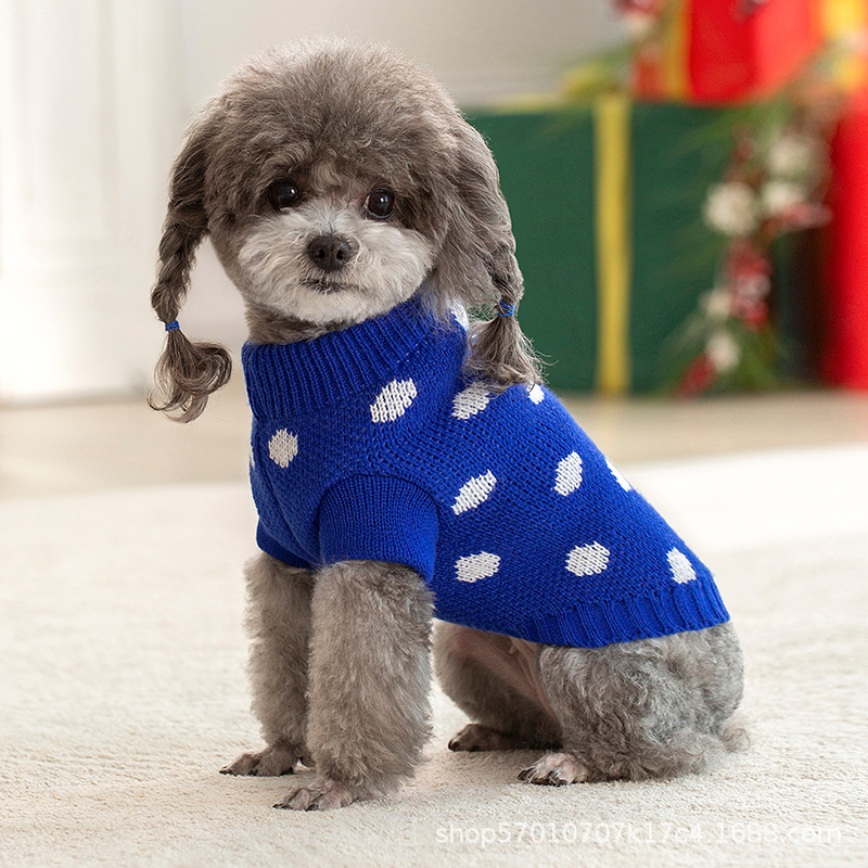 New Pet Dog Autumn Winter Thickened Christmas Cat Snowflake Crewneck Sweater Knitted Wool Clothing Supplies