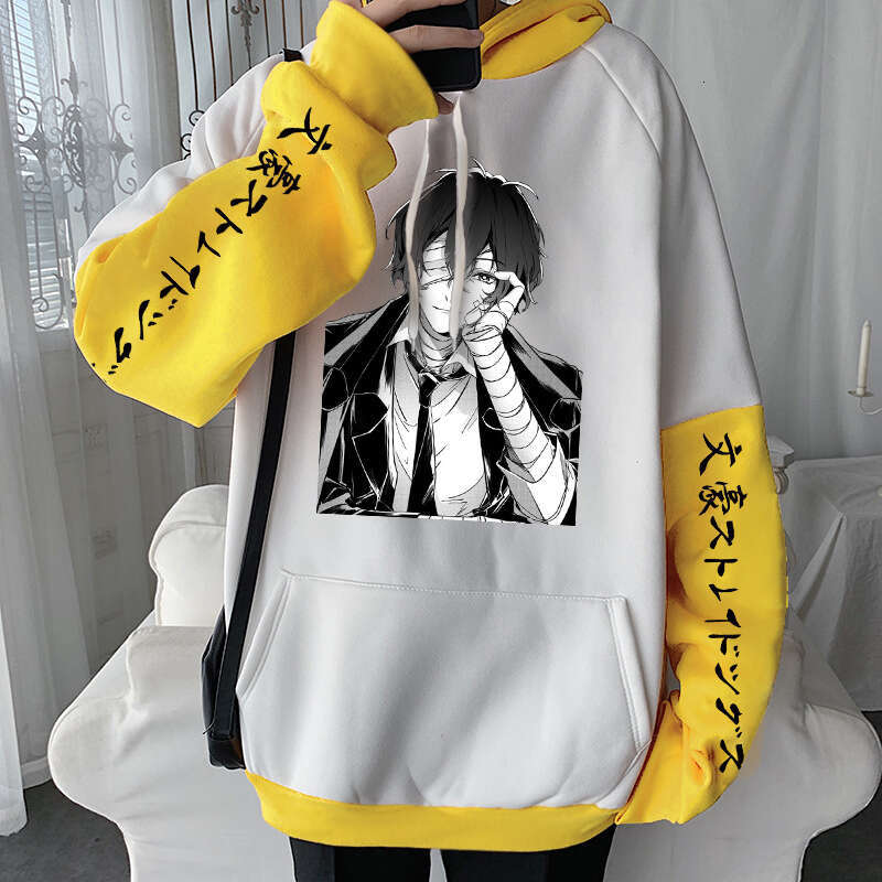 Bungo Anime Stray Dogs Hoodie Hip Hop Plus Size Patchwork Long Sleeve Sweatshirt Men Haruku Cool Osamu Dazai Manga Hoodies s