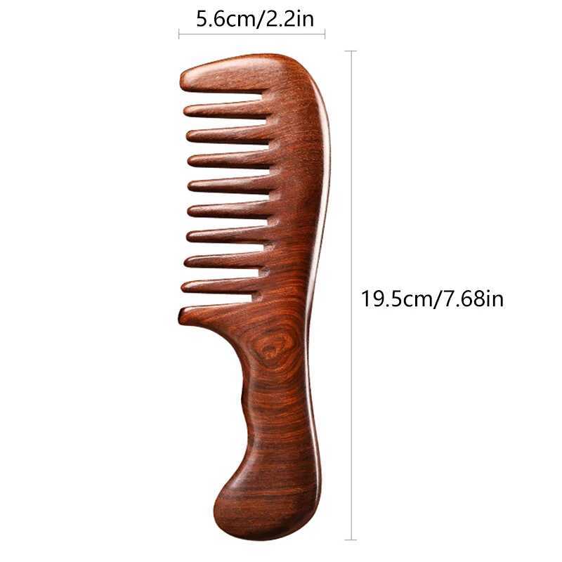 1 natural sandalwood comb anti-static wooden comb massager long and wide teeth exfoliating sandalwood comb hair care gift W240813