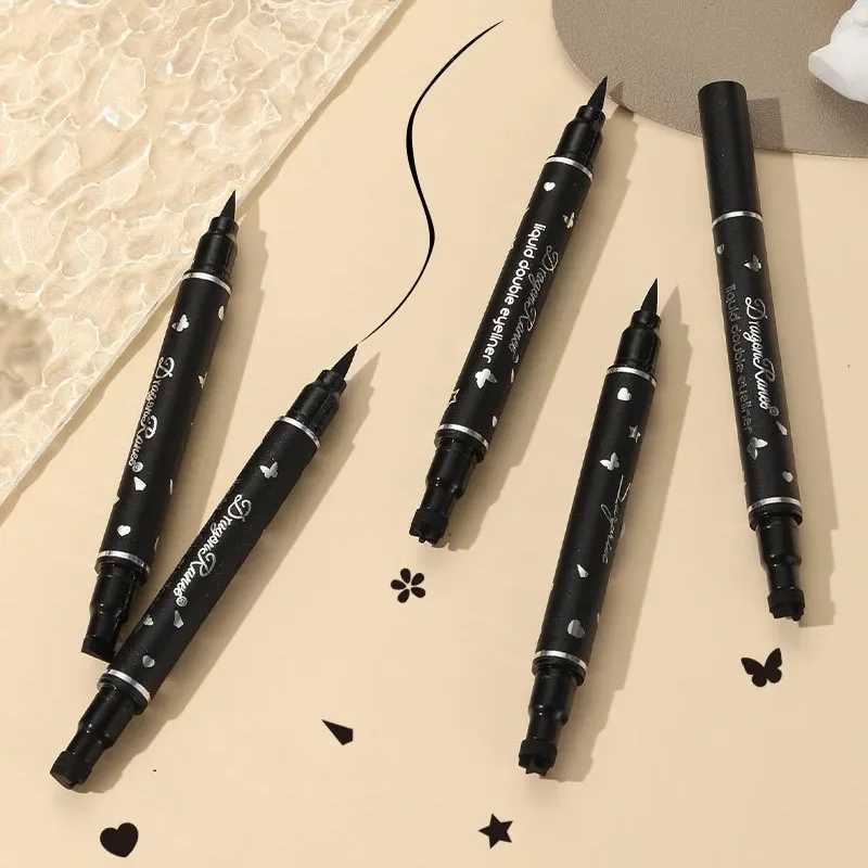 Double-ended Black Liquid Eyeliner Pencil Star Butterfly Heart Stamp Liner Pen 2 In1 Waterproof Fast Dry Eyes Makeup Cosmetics Y240813