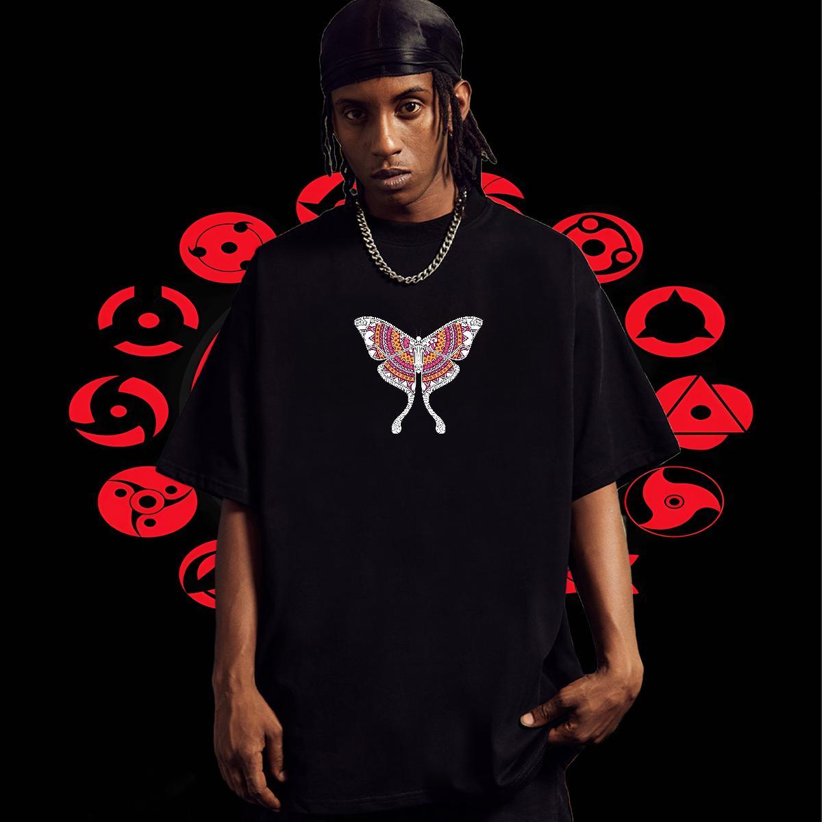 Brand Tshirt for Man Woman Sports Casual 230g Cotton Cartoon Printing L-4XL O-Neck Short Sleeve Butterfly T-Shirts Casual New Top Tees