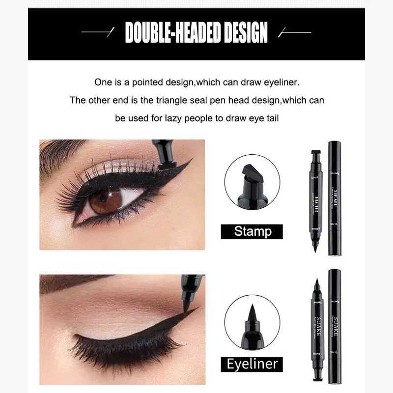 Black Double-ended Quick-drying Triangle Star Seal Eyeliner Pen Waterproof Lasting Non-smudge Liquid Eye Liner Pencil Cosmetic Y240813