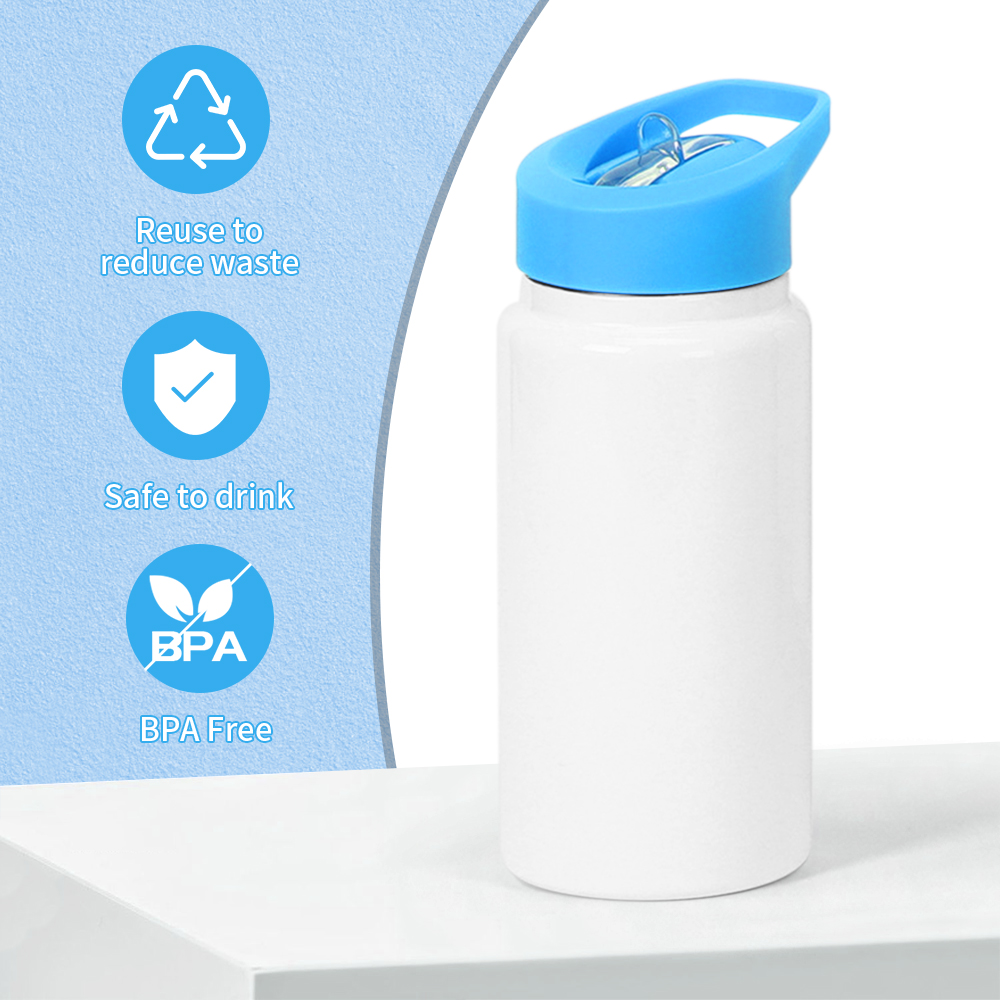 New Products!! 14oz Double Wall Stainless Steel Sublimation Vacuum Insulated Bottle With Colorful Straw Lids 420ml Sport Water Bottles