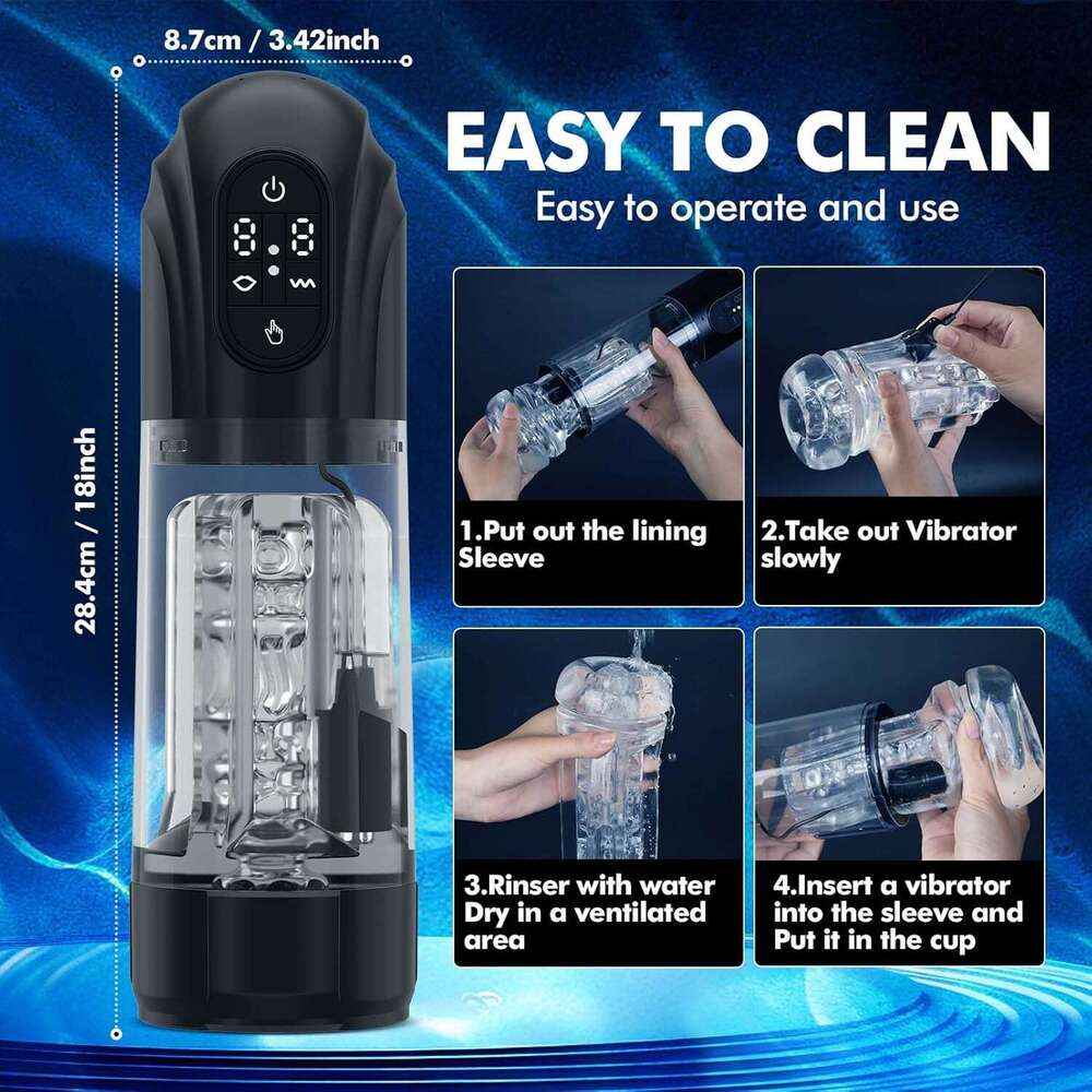 Men's Automatic Sucker - Upgraded men's cup with 10 vibration and suction modes, hands-free adult sex toy Stroker Pocket Pussy with 3D textu