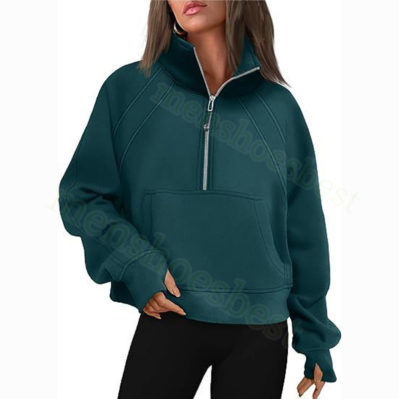 Womens Half Zip Hoodie Jacket Designer Sweater Women Workout Sport Coat Fitness Activewear Top Solid Zipper Sweatshirt Sports Gym Clothes Asian Size S