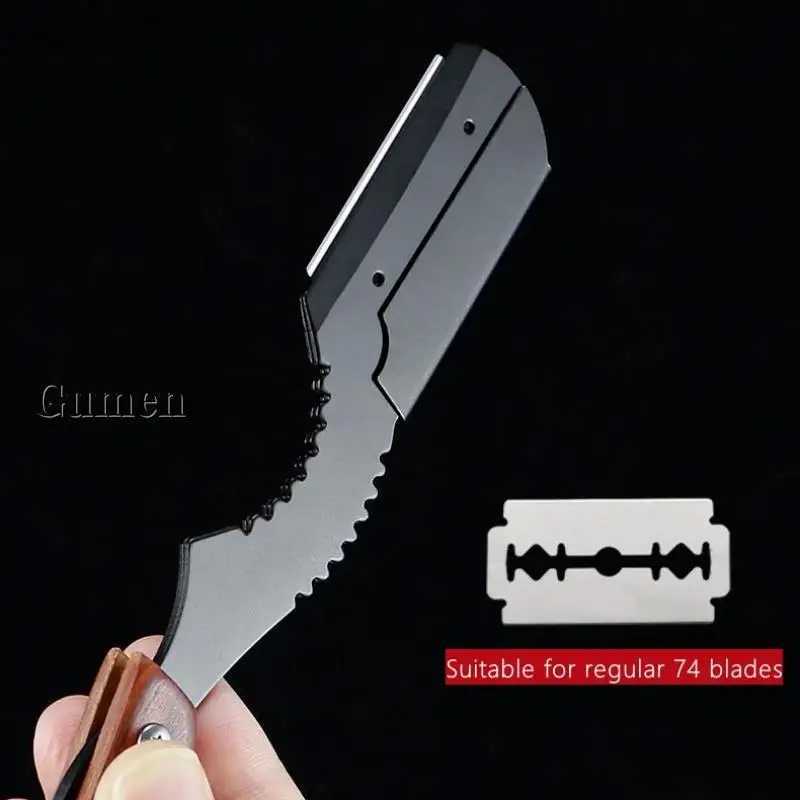 MenS Replaceable Blade Razor With 10pcs Blades Kit Manual Folding Beard Shaving Razor Sourwood Handle Barber SHAVER SetM240814