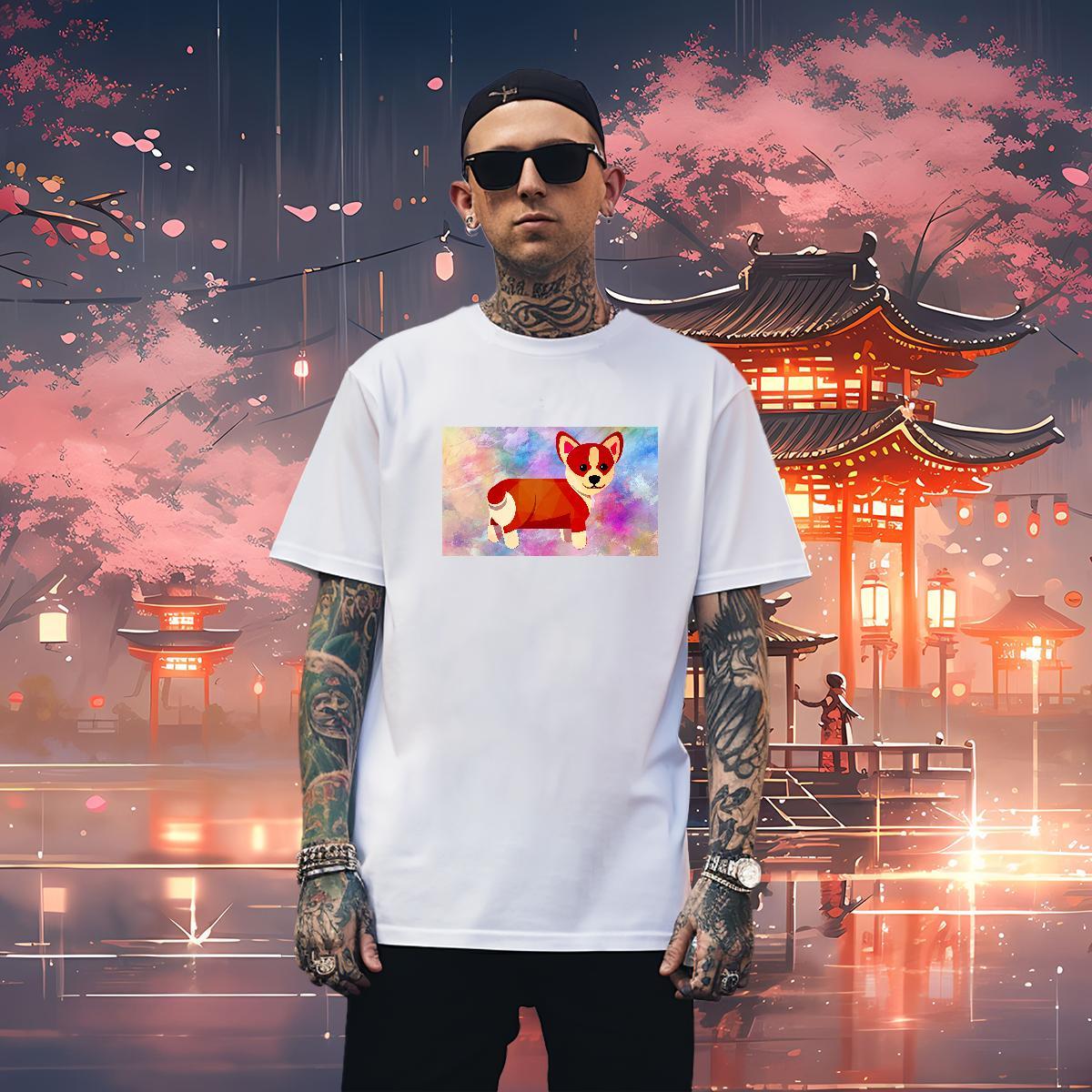 TOP Quality T-Shirts for Men Dog O-Neck Short Sleeve Casual Beach DIY Anime 230g Cotton Men Clothes T-Shirt Factory Direct Tshirts
