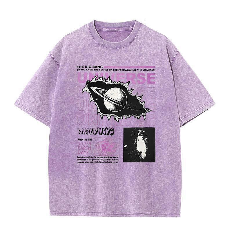 Women's Men's Universe and Planet Printed T-shirts American Style Haruku T Shirts Comfortable Pure Cotton Washed Tees Tops ees ops