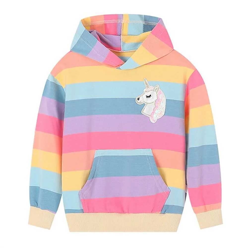 2024 Kawaii Kids Girls Hoodie Rainbow Unicorn Long Sleeve Boys Clothes 2 to 8 Years Outdoor Clothes for Children Sweatshirts TopY240814