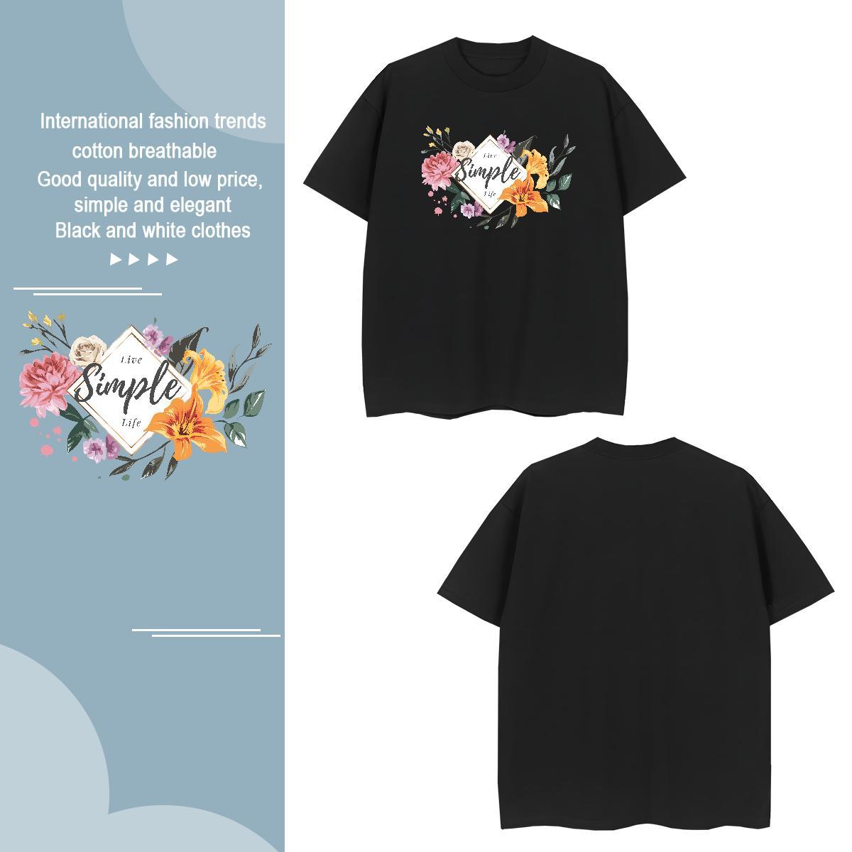 T shirt 230g Pure Cotton flower Daily Outfit Short Sleeve Soft Plus Size Custom Men Clothes T-Shirt Classic Casual TOP Quality Polos