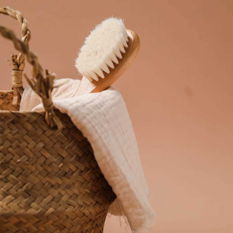 Bopoobo baby brush pure natural wool baby beech wood brush hair comb massage brush set childrens care and beauty tools W240813