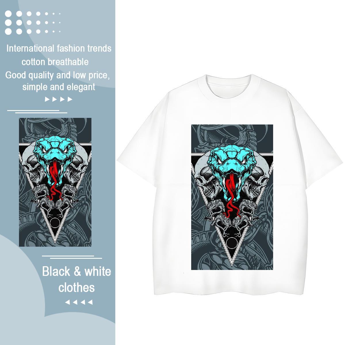 Comfortable T-Shirts for Men snake Short Sleeve Soft Street White Plus Size 230g Cotton Mens Tshirts Fashion Tops Tees