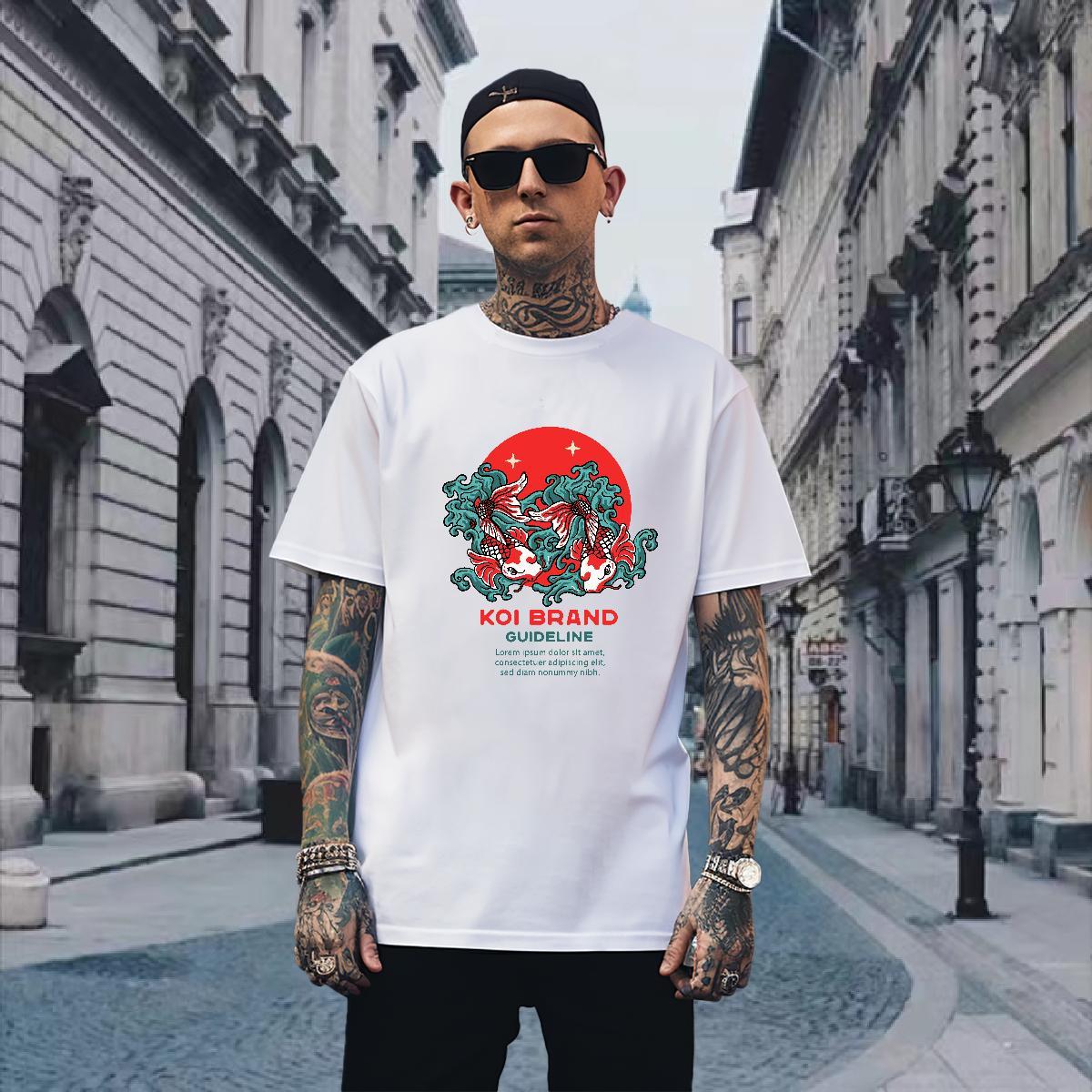 Loose Fit Men T Shirts Breathable Short Sleeve Summer Casual Custom Printing 230g 100% Cotton Men Tees New Clothes