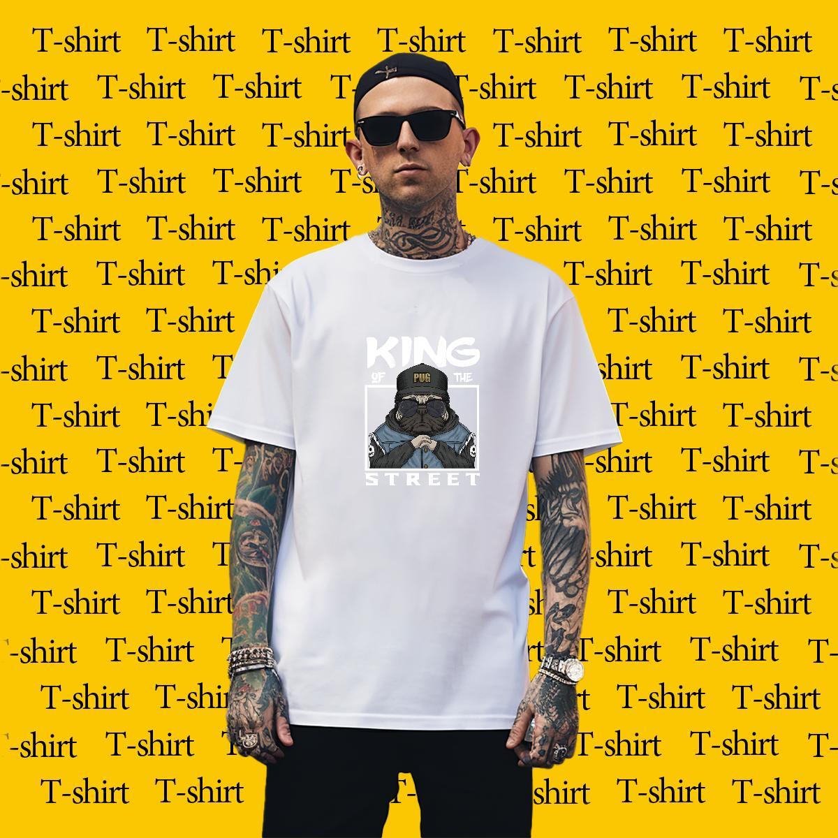 Loose T Shirt For Man dog Crew Neck Street wear Hip Hop Custom Big Size 100% Cotton 230g Couples T Shirts Factory Direct Tops
