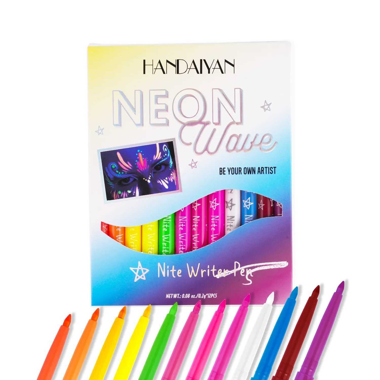 12Pcs/Box UV Waterproof Eyeliner Gel Pencil Set Face Painting Pen Neon Makeup Halloween Pigment Eye Liner Fluorescence In Dark Y240813