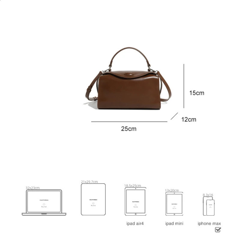 leather womens Boston bag highquality solid color large capacity handbag detachable shoulder strap small cross w240813