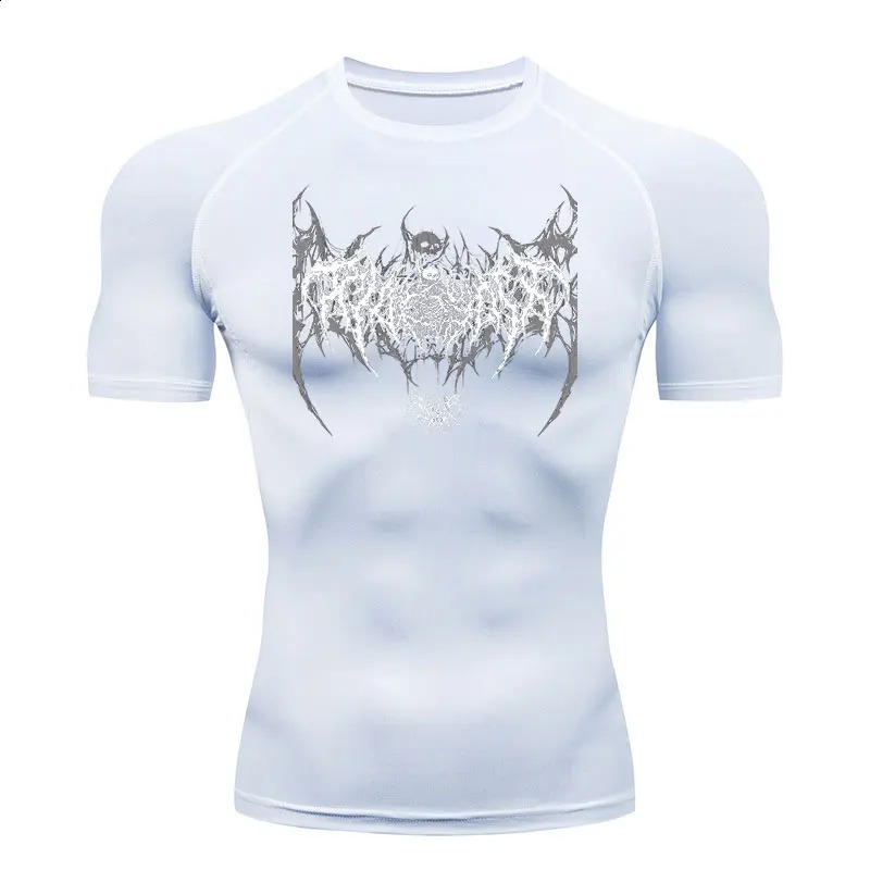 Y2K Compression Shirt Men Fitness Gym Skeleton Sport Running T-Shirt Rashgard Tops Tee Quick Dry Short Sleeve T-Shirt For Men 240813