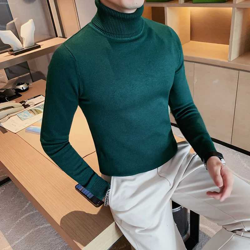 2023 New Autumn/Winter Mens Sweater High Collar Knitted Shirt British Style Casual Business Zipper Mens Casual Sweater S-4XLW240729