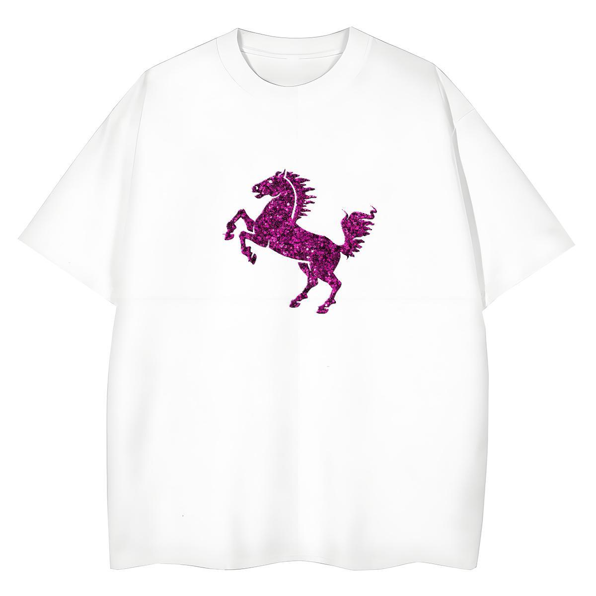 Free Shipping T Shirt For Man horse O Neck Short Sleeves Casual Beach DIY Logo Oversized 100% Cotton 230g Couples T Shirts Classic Casual Tops