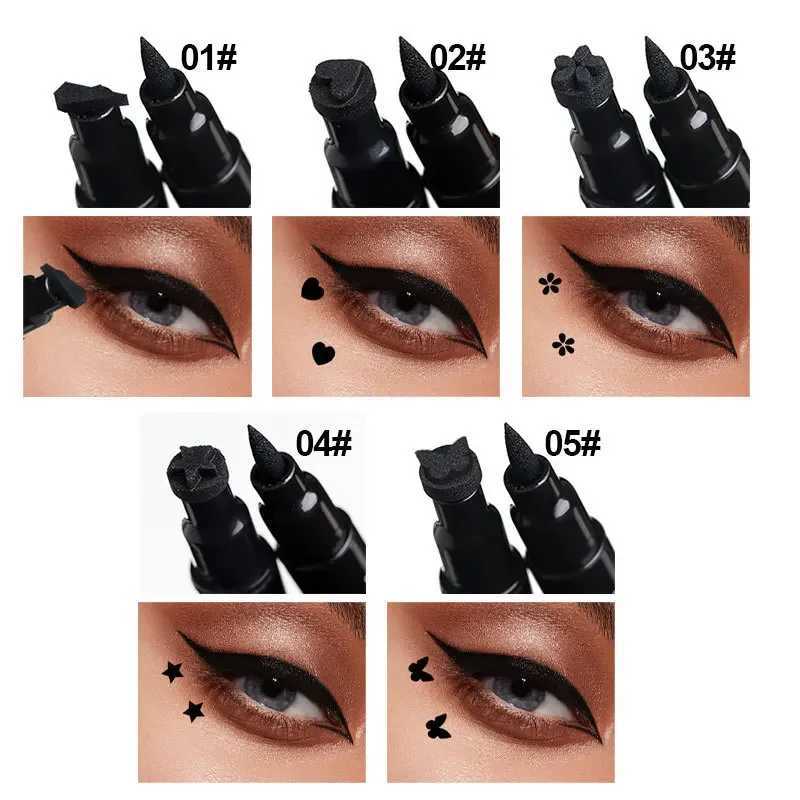 2in1 Liquid Double Head Seal Eyeliner Quick Dry Waterproof Star Butterfly Stamp Eyeliner Embellished Eye Tail Eye Liner Novice Y240813