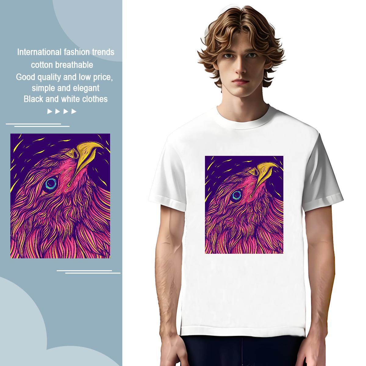 Wholesale T-Shirts eagle Breathable Anime Printing Street Skull 230g 100% Cotton Couples T Shirts 2024 New Tees
