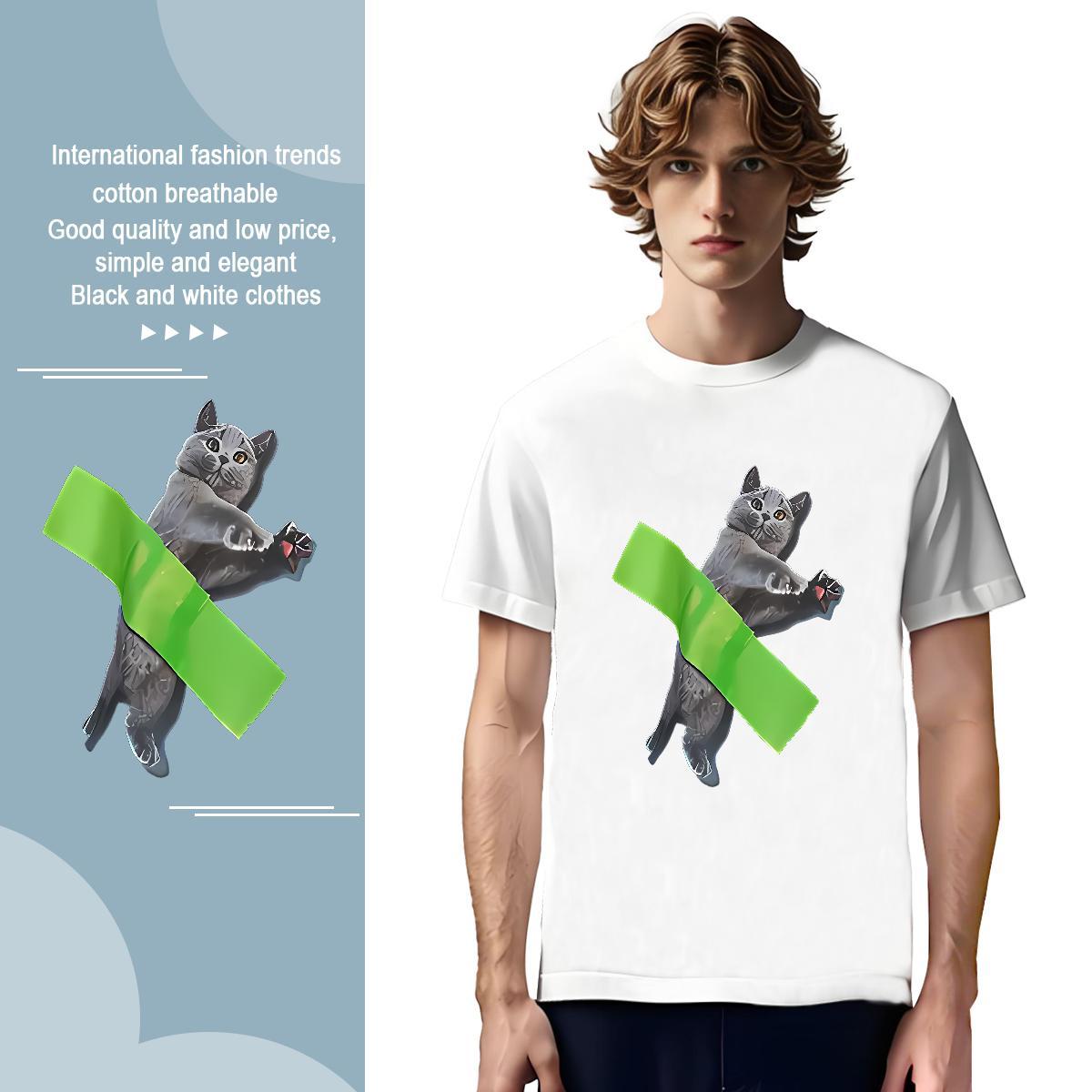 Designer T Shirt For Man cat Pure Cotton Casual Plus Size Custom 230g Pure Cotton Men Tees 2024 Designer Top Tees