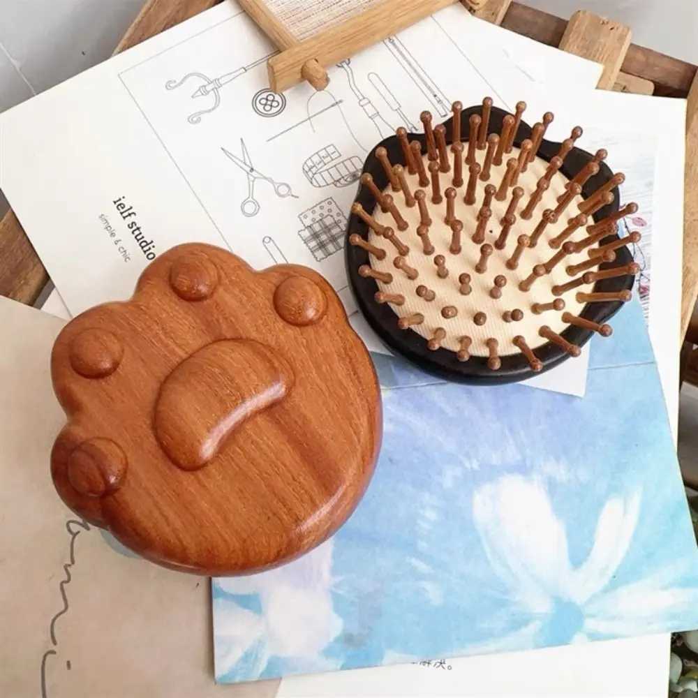 Cute bear shaped comb anti-static sandalwood air cushion comb Meridian massage comb portable travel comb W240813