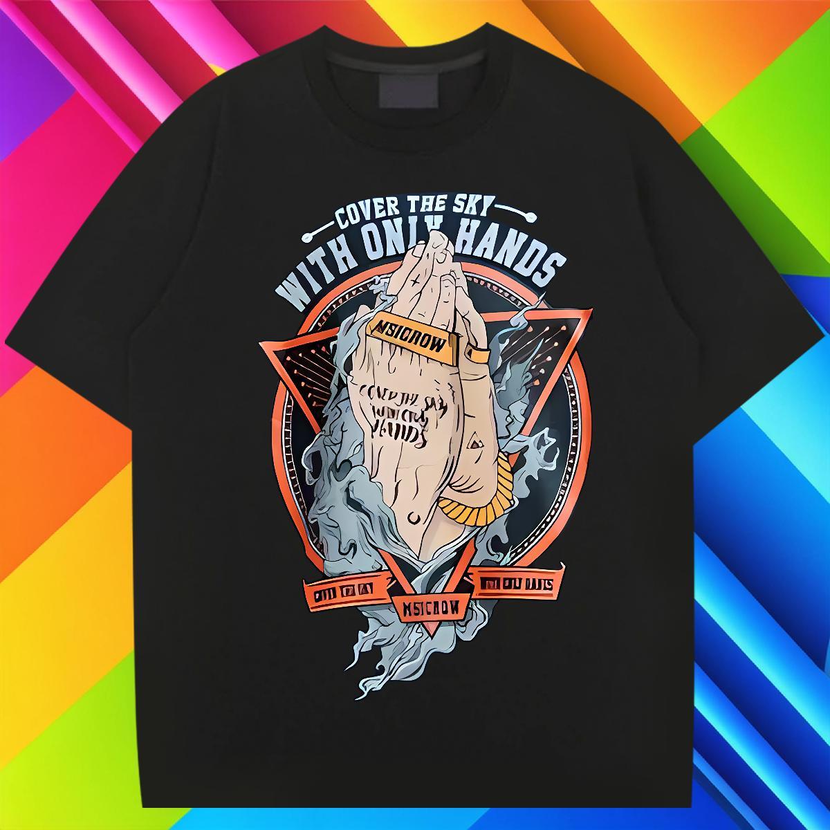 T-Shirts 230g 100% Cotton hands Hip Hop Street Breathable Crew Neck Oversized 3XL 4XL Men Tees Designer Fashion Cool Tops Tees