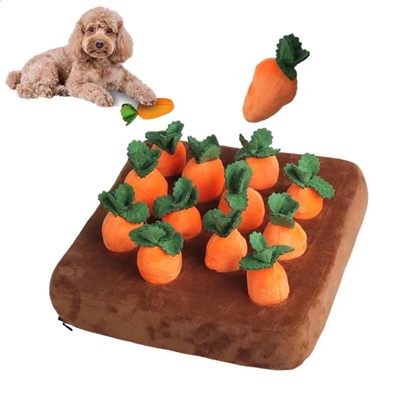 Dog Toys Snuffle Mat for Pet Plush Carrot Toy Mat Innovative Plush Vegetable Field Pull Radish Plush Carrot Dog Interactive Toys 240812