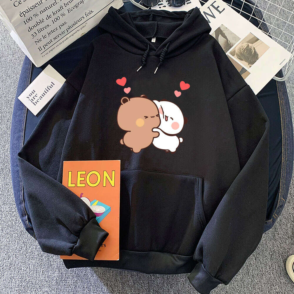 Bear Panda Bubu And Dudu Print Hooded Men Women Hoodies Plus Size Pullover Winter Warm Sweatshirt Haruku Unisex Streetwear