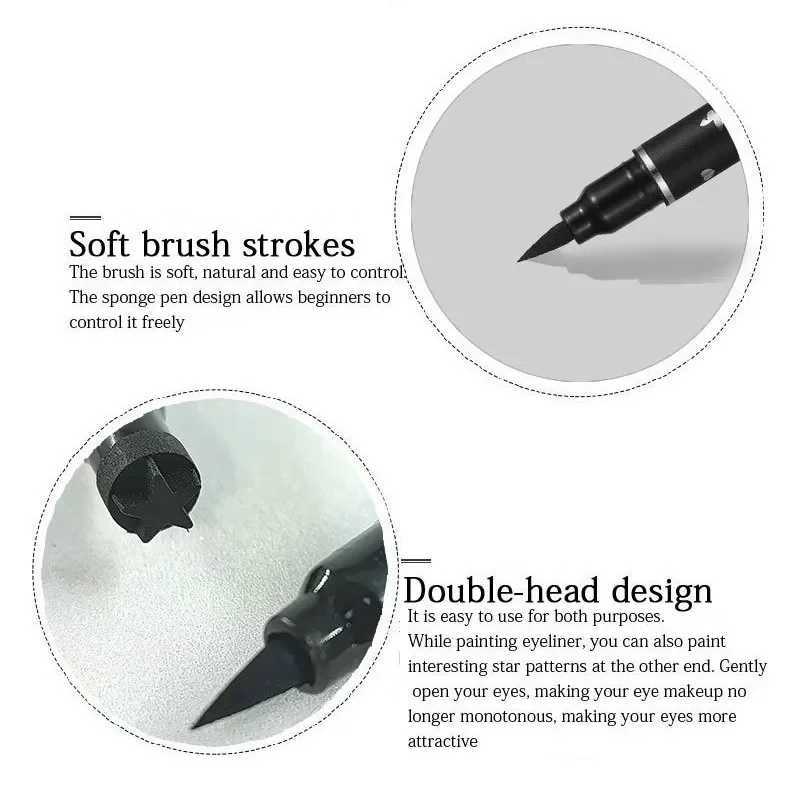Double-ended Black Liquid Eyeliner Pencil Star Butterfly Heart Stamp Liner Pen 2 In1 Waterproof Fast Dry Eyes Makeup Cosmetics Y240813