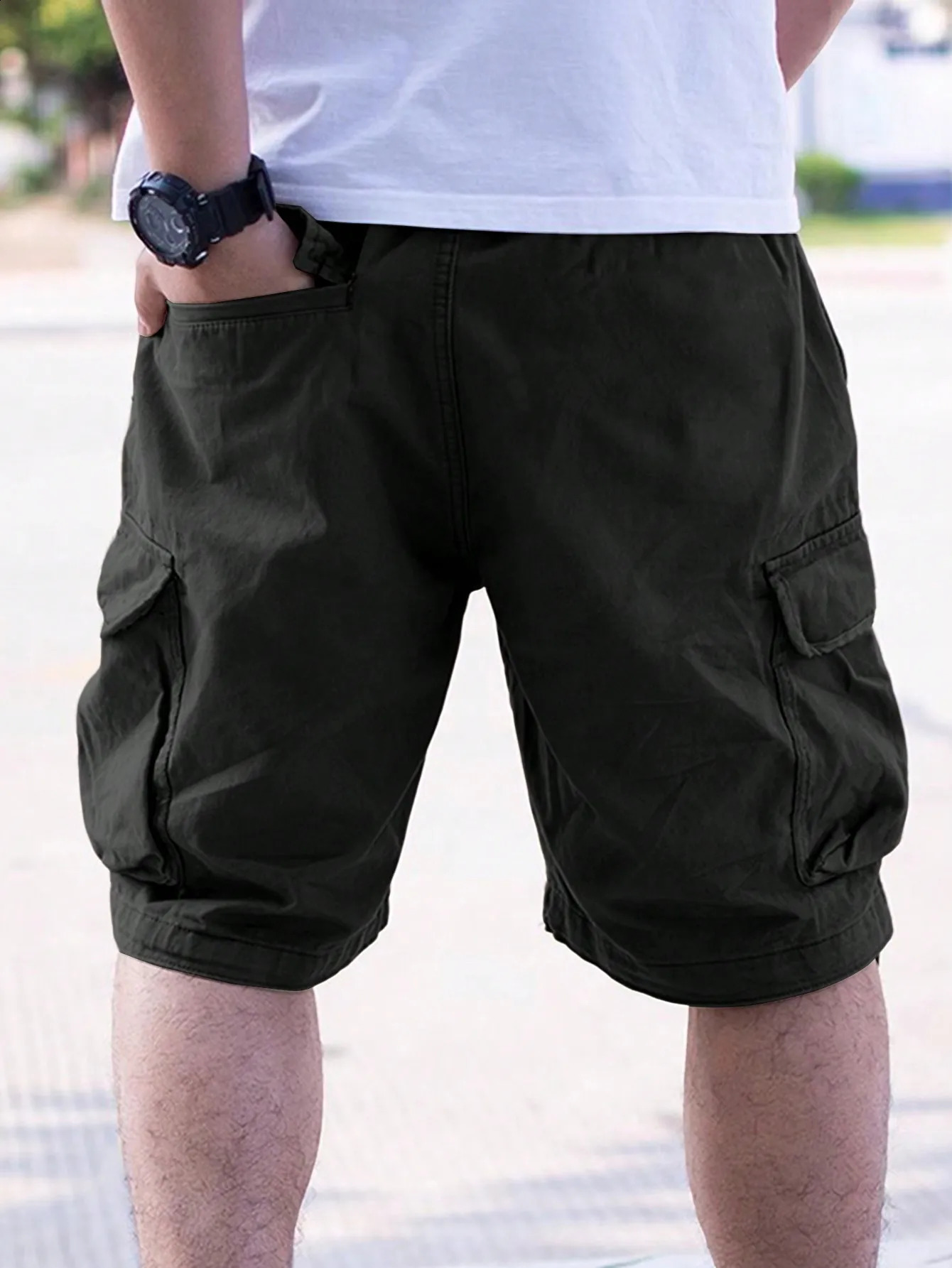 Mens Plain Casual Comfy Cargo Shorts Summer Clothing 240814