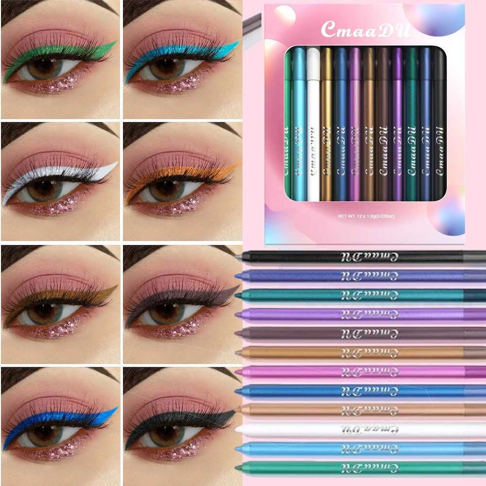 12 Colors Matte Gel Eyeliner Pencil Set Waterproof Smoky Blue Black Colourful Lying Silkworm Eye Shadow Smooth Gel Pigments Y240813