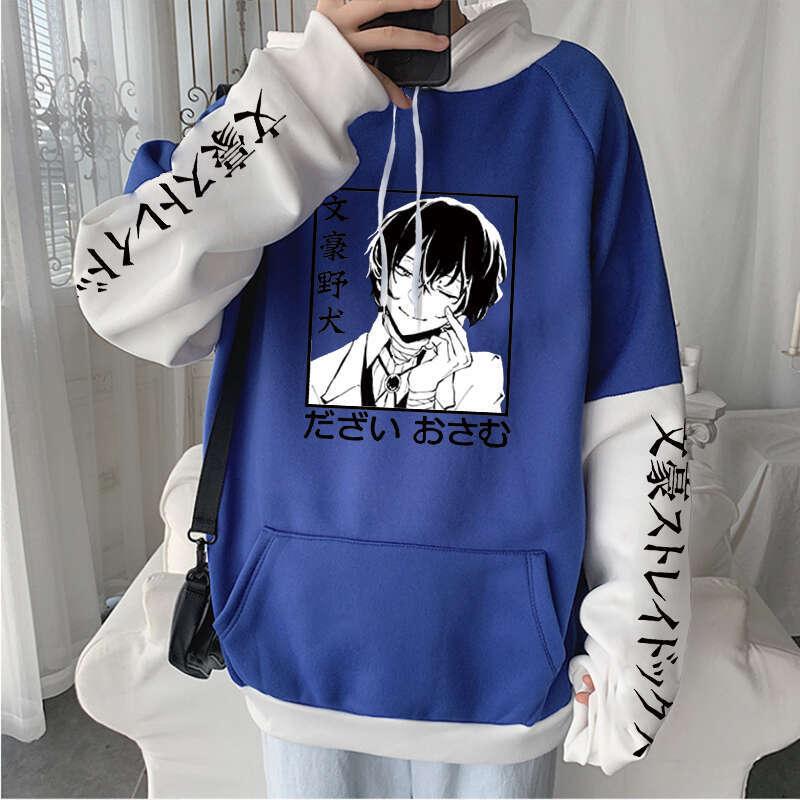 Bungo Anime Stray Dogs Hoodie Hip Hop Plus Size Patchwork Long Sleeve Sweatshirt Men Haruku Cool Osamu Dazai Manga Hoodies s